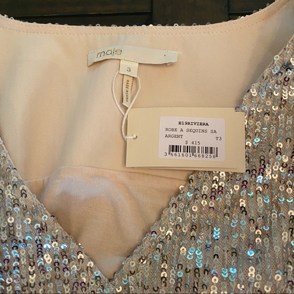 Host Pick! 🎉 NWT Maje Riviera Sequined Dress size 3 Small - Picture 5 of 16